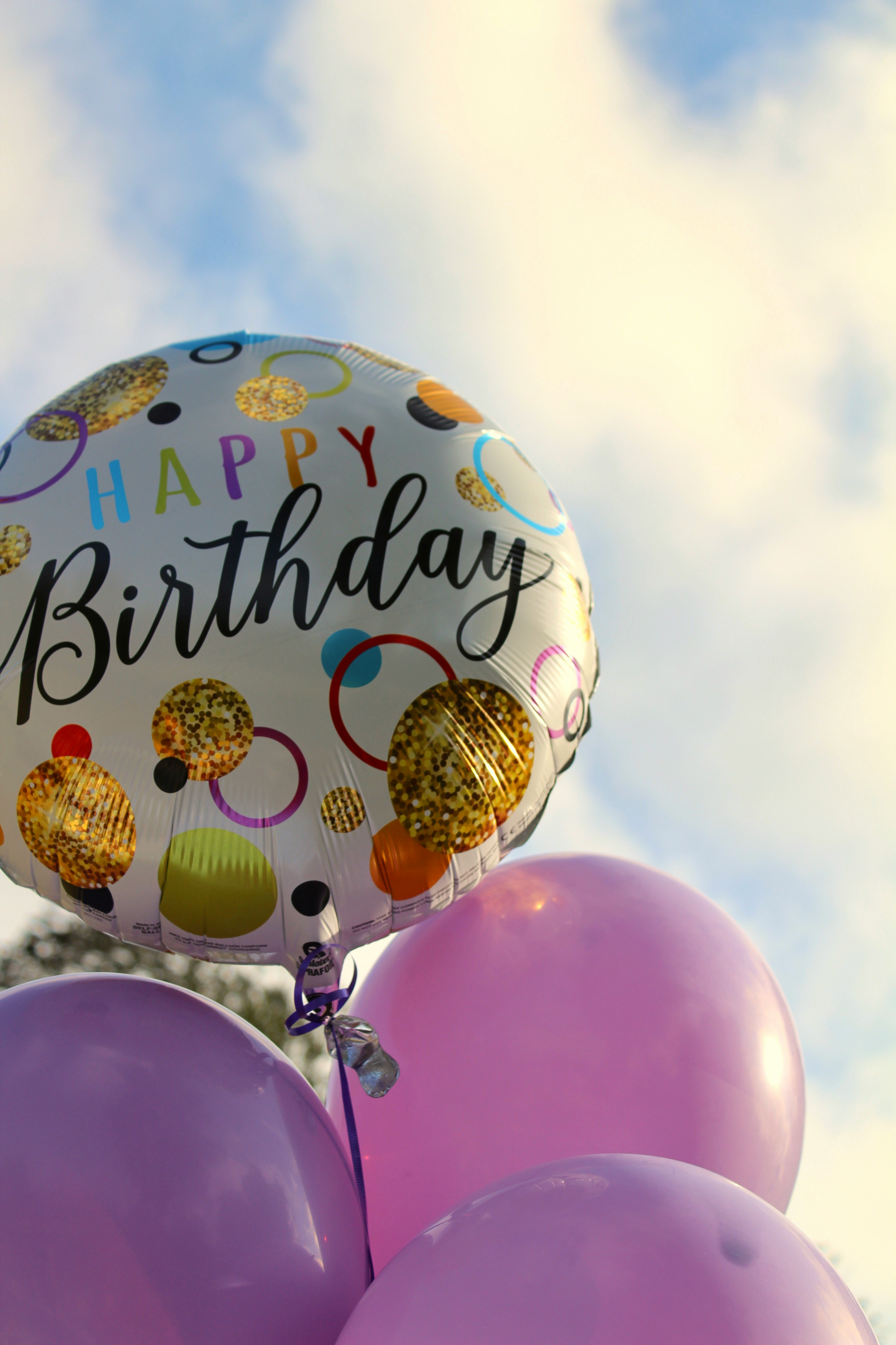Birthday balloons and blue sky
